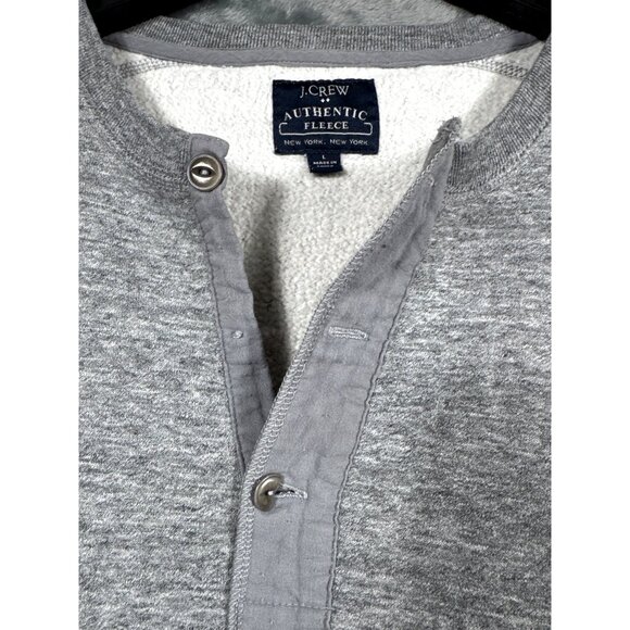 J.Crew Authentic Fleece Henley Mens Sweatshirt Large Gray - Picture 2 of 10